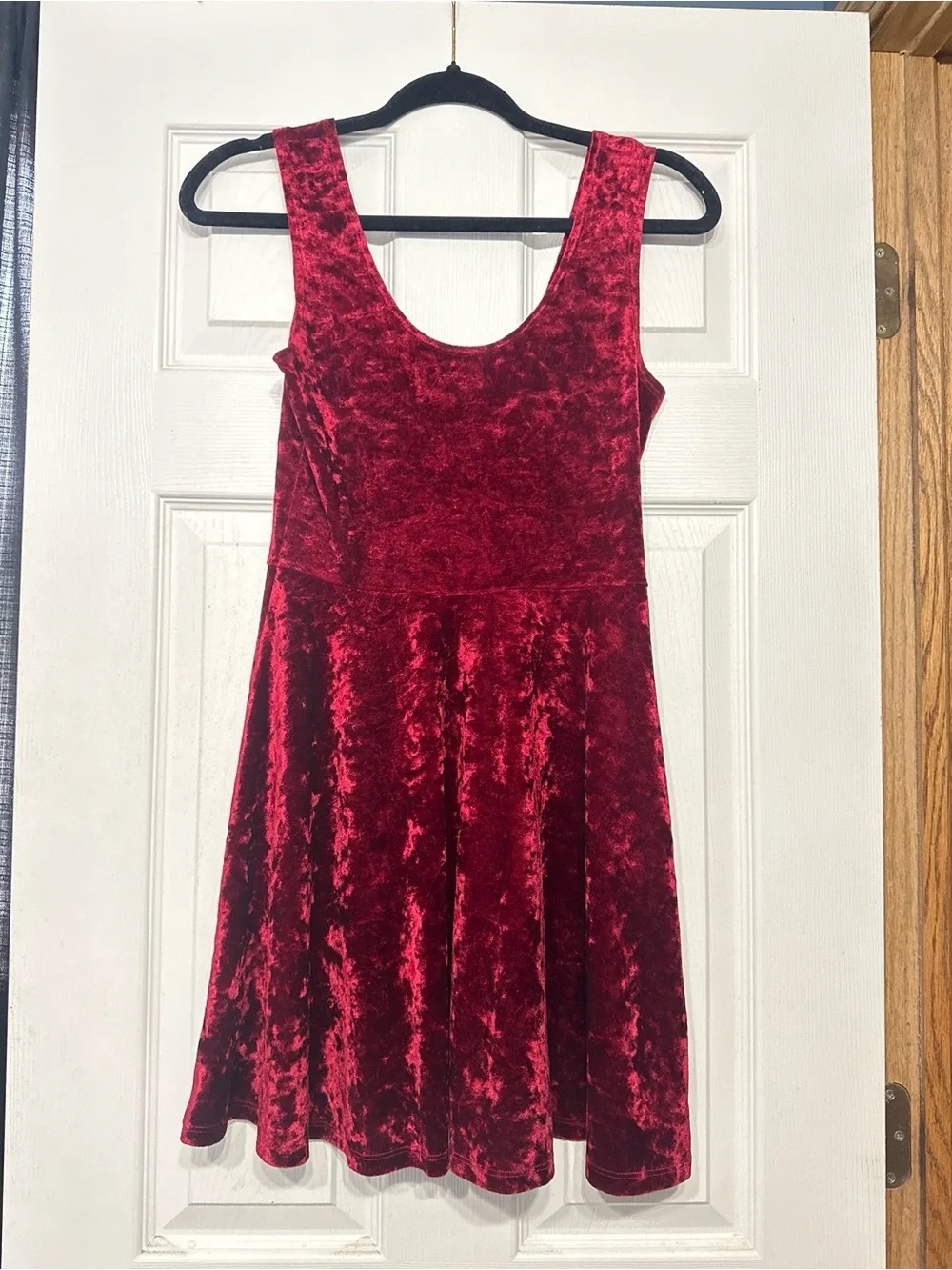 Kids Velvet Scoop Neck Dress in Burgundy